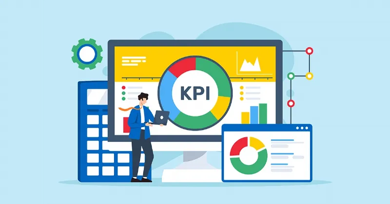 Hình ảnh minh họa ứng dụng của Key Performance Indicator (KPI) trong các hoạt động kinh doanh, thể hiện qua các biểu đồ và báo cáo